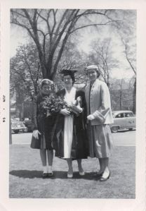 Aunts Joyce, Edith, and Lilian at Edith's graduation from University of Toronto, 1956.